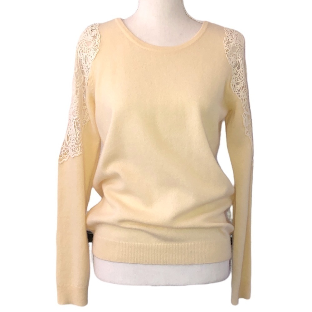 CHARTER CLUB LUXURY Sweater Women's Small Beige Cashmere Pullover Cold Shoulder